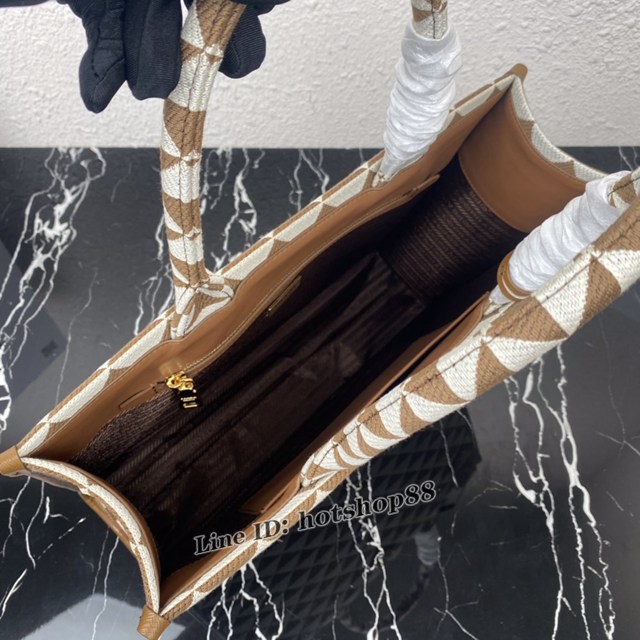 Prada專櫃新款刺繡織物包購物袋 1BA356 普拉達大號無長肩帶手提刺繡托特包 csp1148